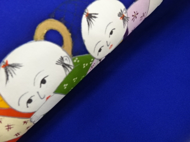  塩瀬　手描き　御所人形模様　名古屋帯